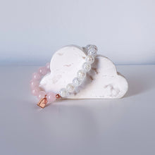 Load image into Gallery viewer, ROSE QUARTZ + AURA CRACKLE QUARTZ