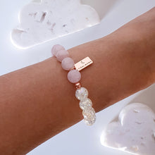 Load image into Gallery viewer, ROSE QUARTZ + AURA CRACKLE QUARTZ